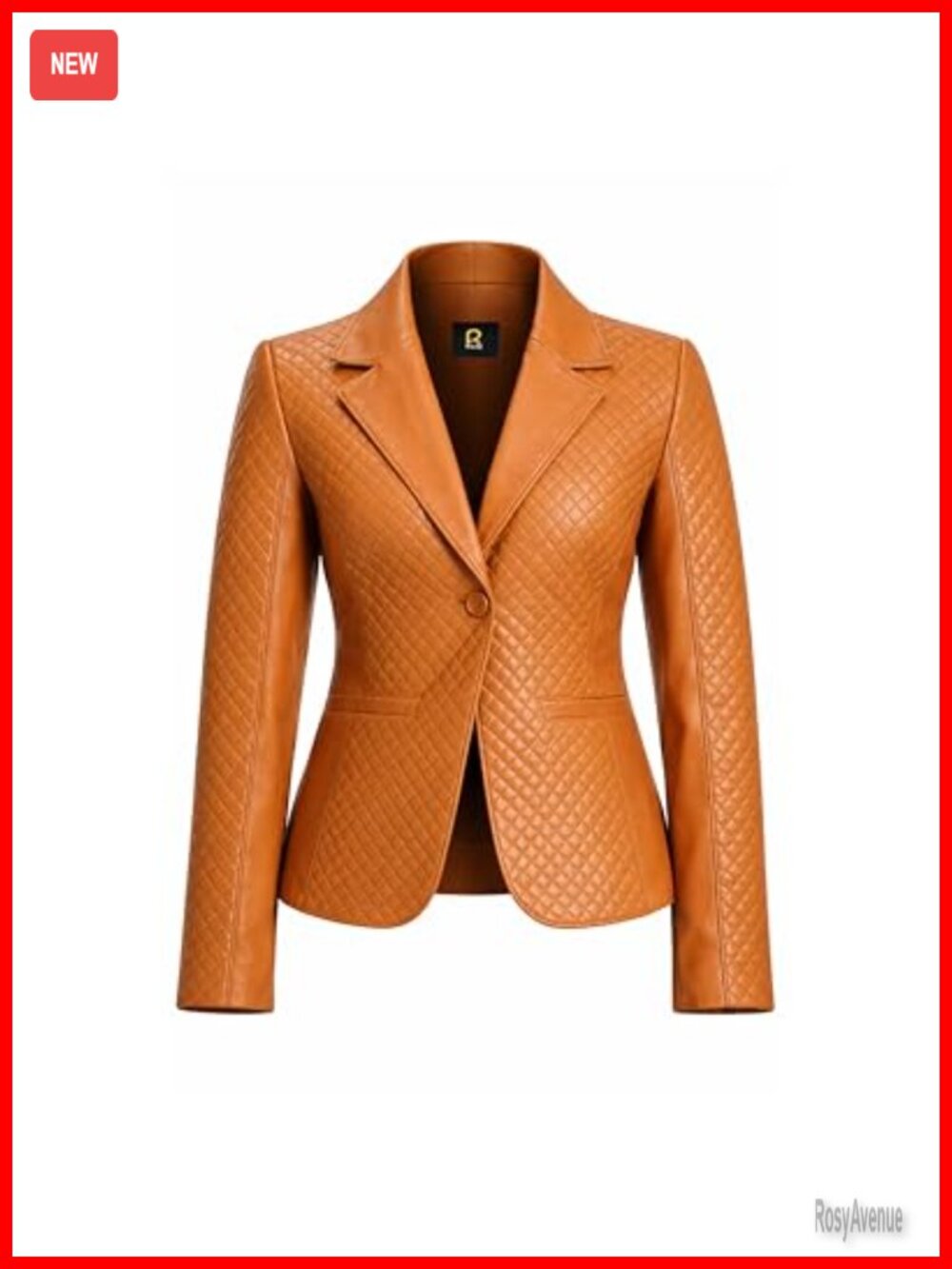 Genuine Leather Blazer Coat Women Tailored Notch Lapel Button Front
